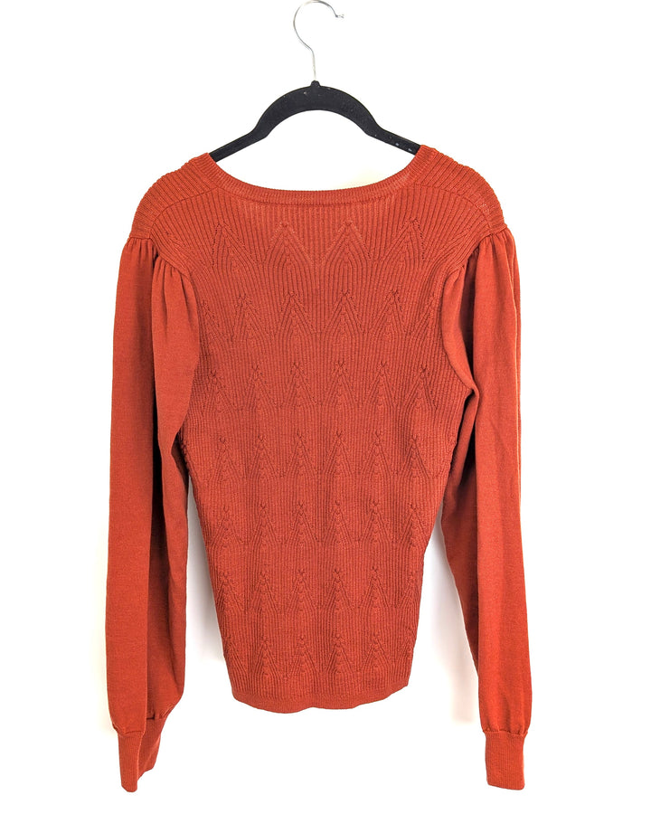 Orange V-Neck Sweater - Small