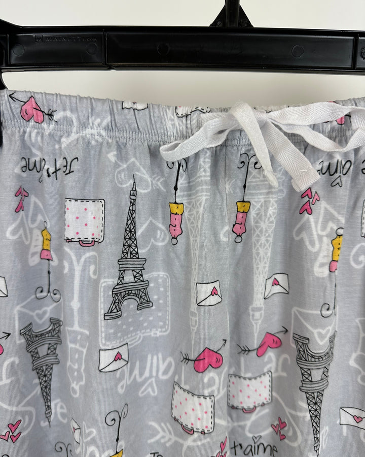Gray Paris Print Pajama Shorts - Size 4/6