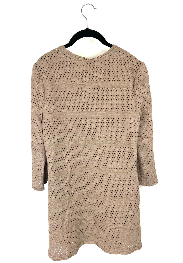 Tan Brown Open Knit Cardigan - Size 2/4