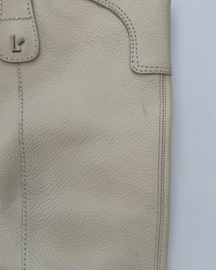 Cream Leather Pointed Toe Boot - Size 11