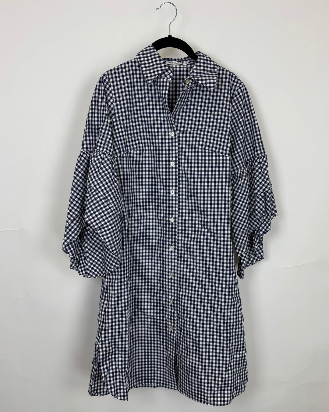 Navy Blue & White Gingham Dress - Size 4/6