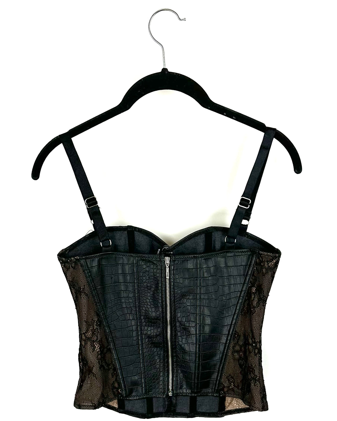 White Fox Faux Leather Corset Top - Small