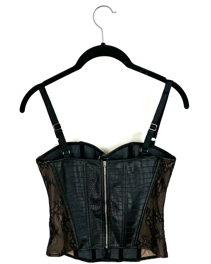 White Fox Faux Leather Corset Top - Small
