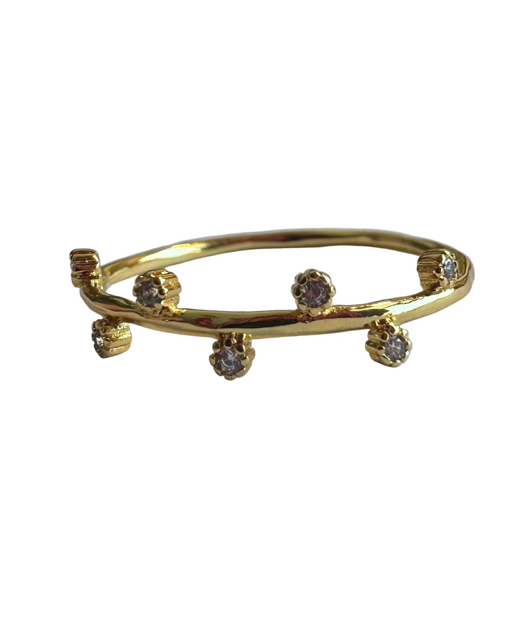 Silver Rhinestone Gold Ring - Size 7.5