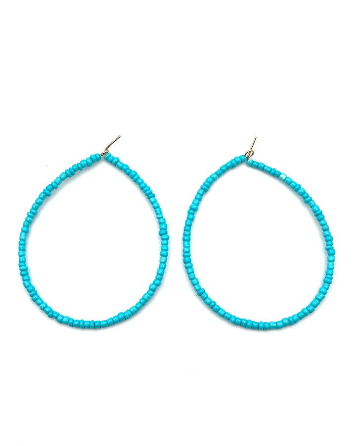 Teal Beaded Hoop Earring