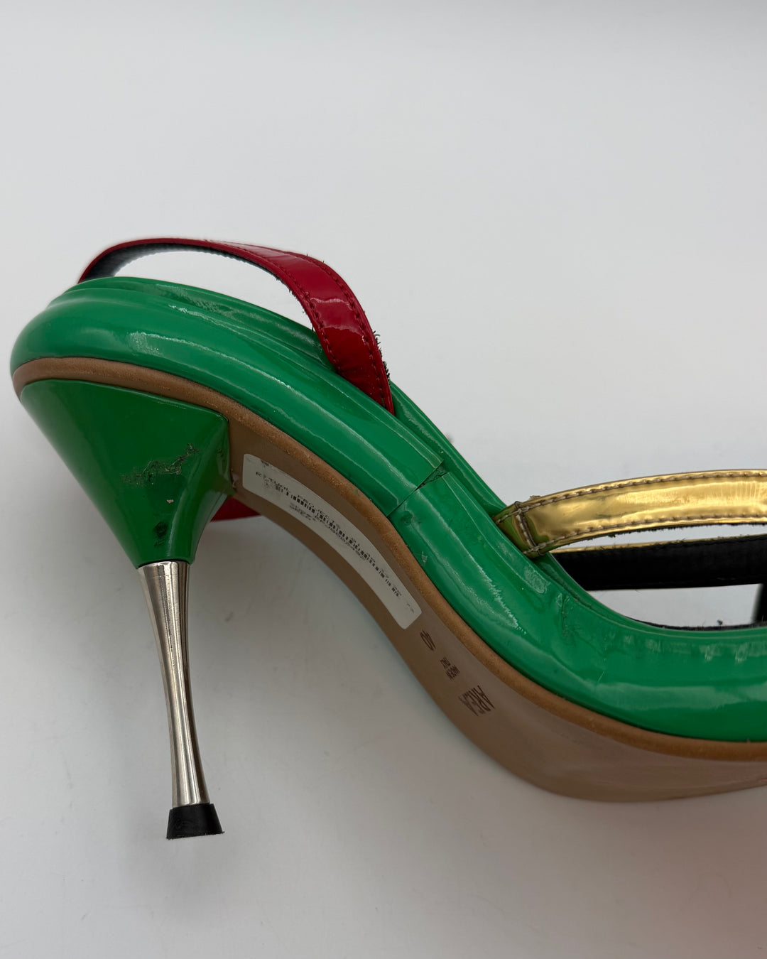 Platform Green, Red and Gold Heels - Size 40
