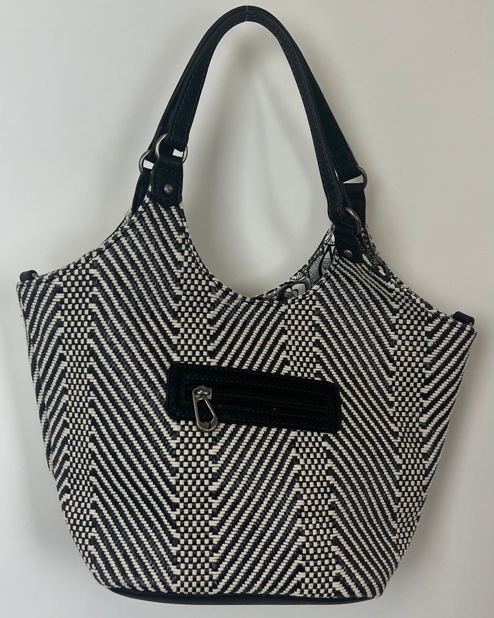 Navy, Black And Cream Woven Mini Tote