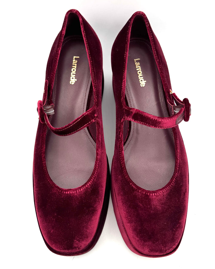 Wine Red Velour Platform - Size 7