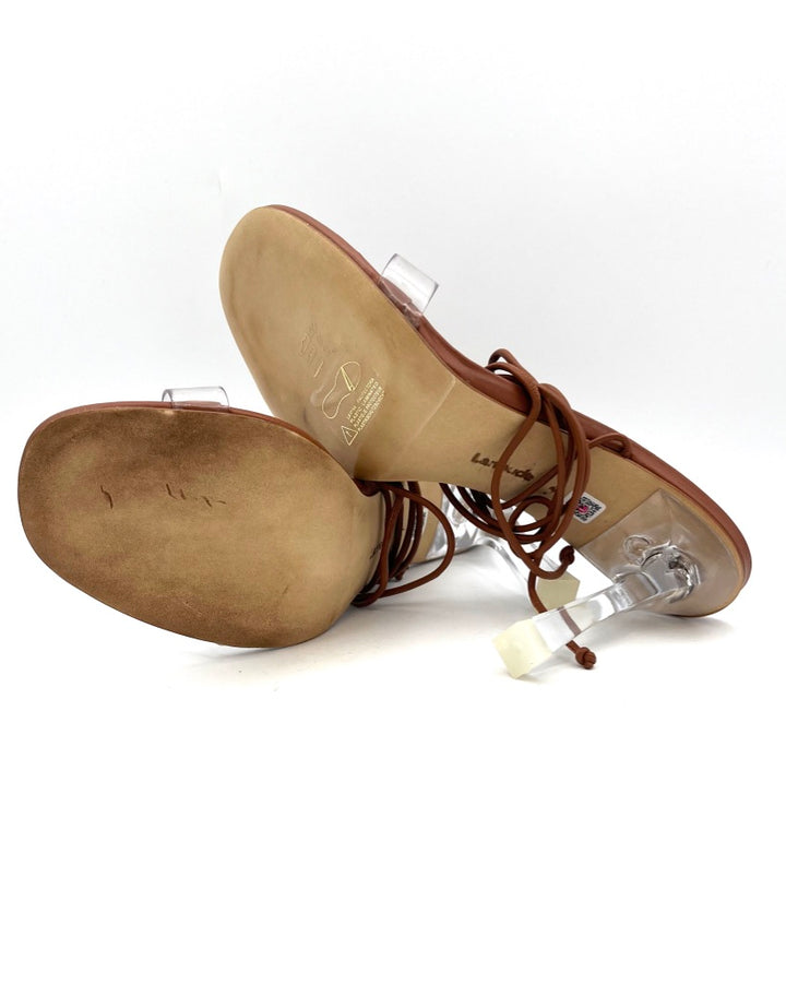 Brown And Clear Lace Up Heel - Size 7
