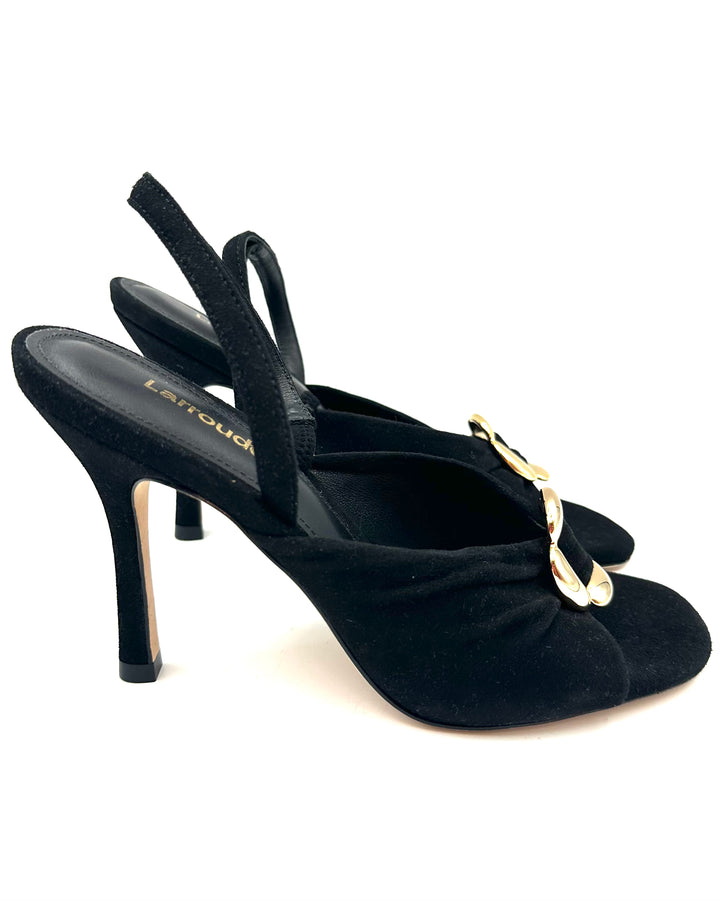 Black Suede Sandal Heels - Size 6 and 10