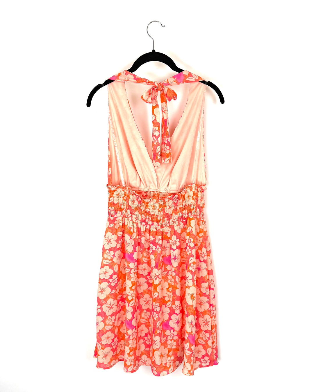 Orange and Pink Floral Halter Top Dress - Size 2/4