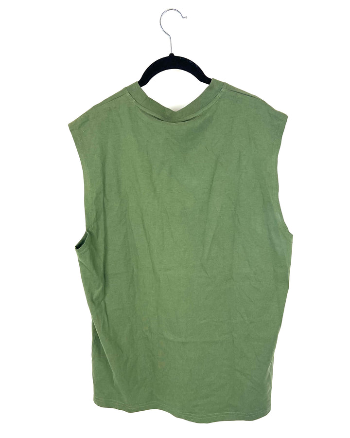 MENS Forest Green Muscle Tee With Front Pocket - Medium