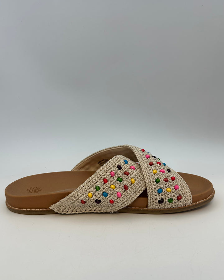 Beaded Criss Cross Sandals - Size 9