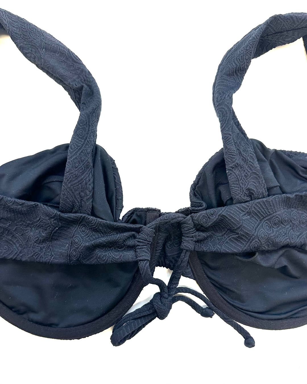 Black Embossed Underwire Bikini Top - Extra Large
