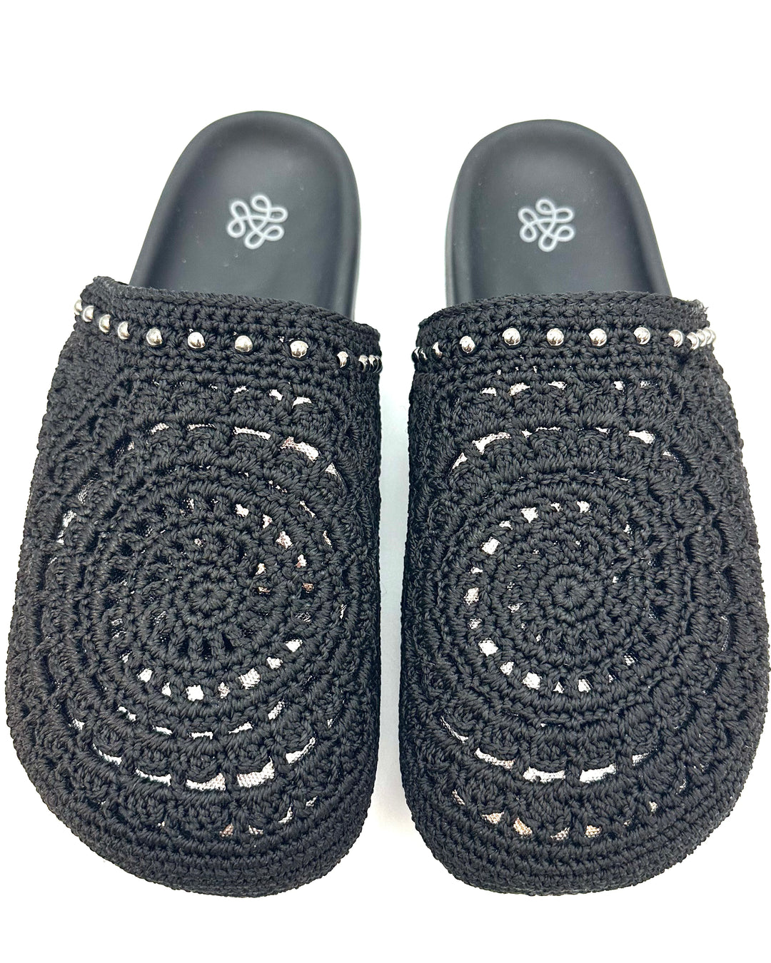 Black Crochet & Silver Clogs - Size 8, 9 and 10