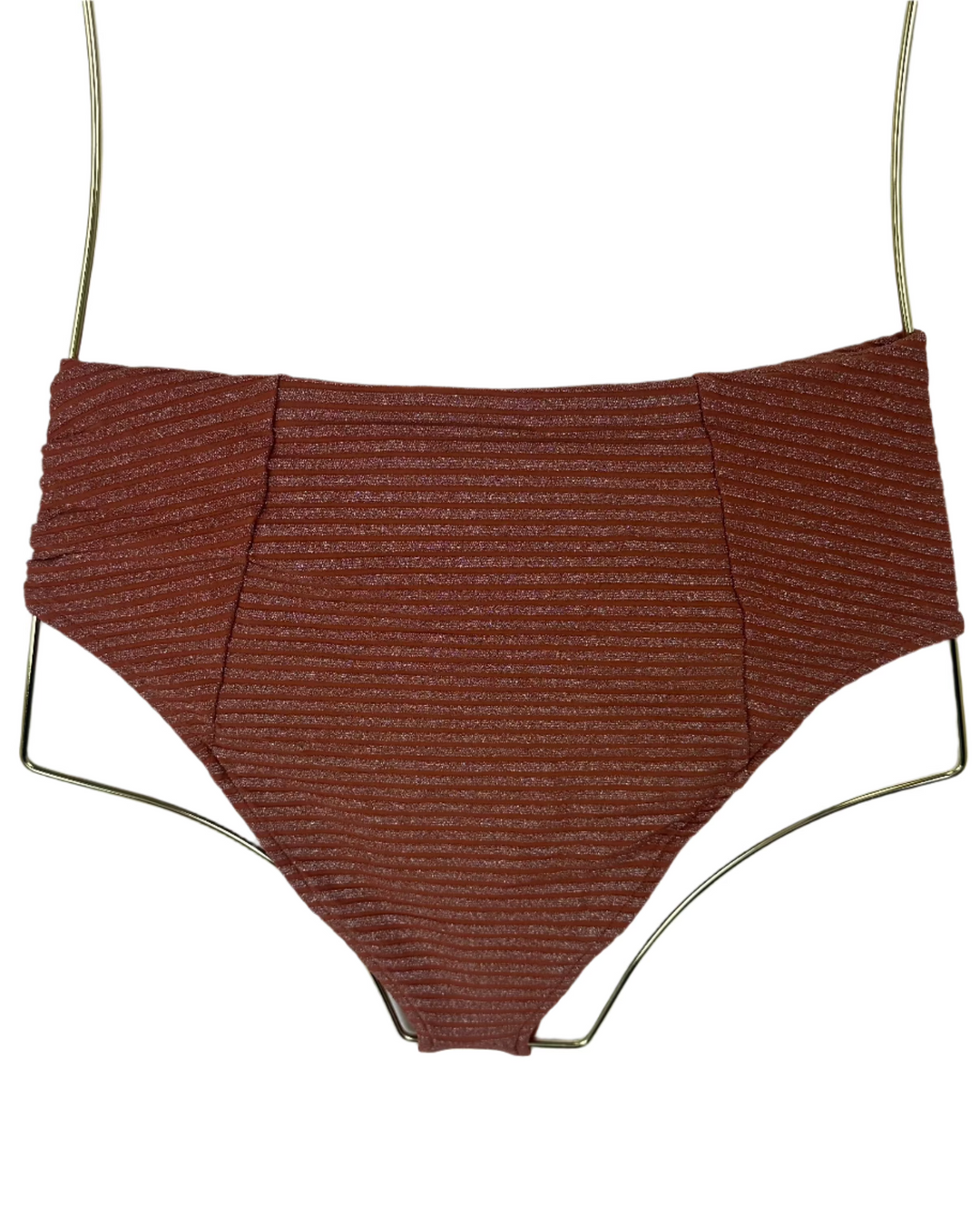 Metallic Brown High Waist Moderate Coverage Bikini Bottom - S, M, XL, XXL