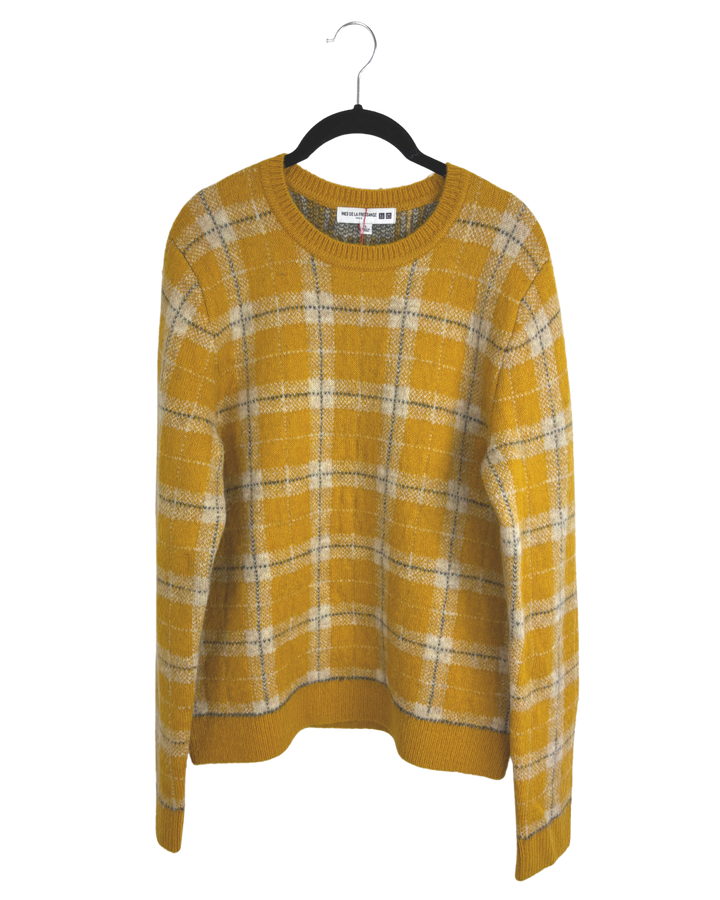 Yellow Plaid Sweater - Size 6/8