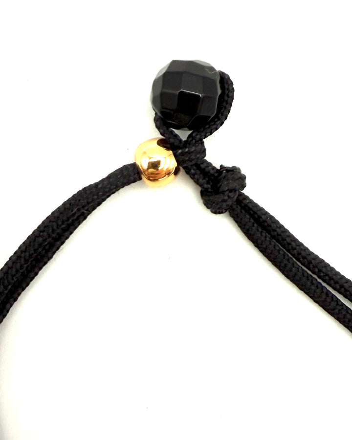 Black Rope Bracelet with Gold Beads