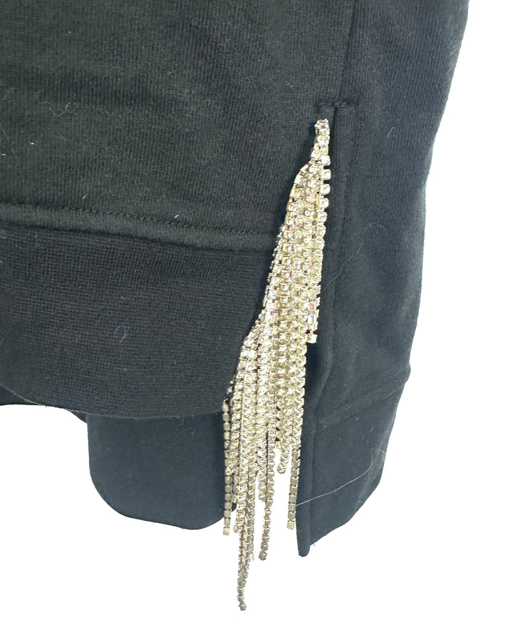 Black Rhinestone Fringe Dress - Size 8/10