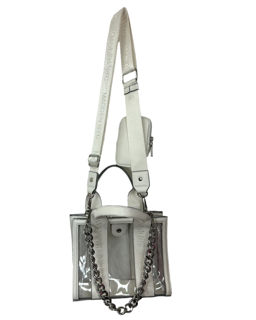 Ivory and Transparent Crossbody Tote Bag