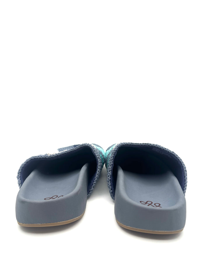 Blue Abstract Crochet Clogs - Size 6