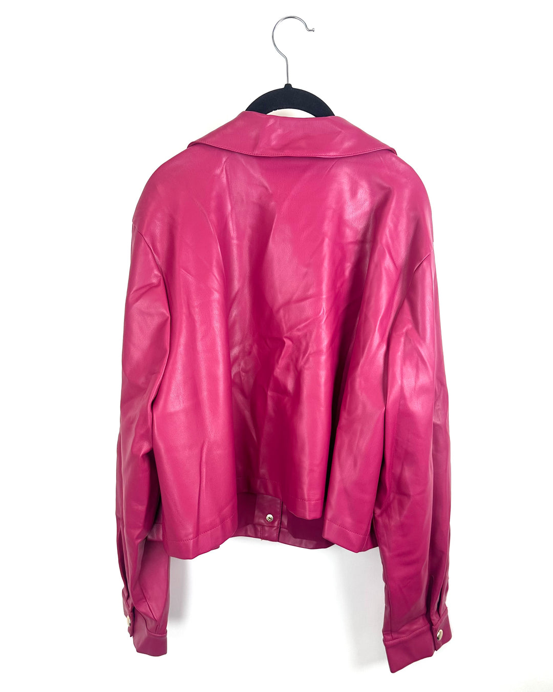 Magenta Faux Leather Jacket - Size 2X