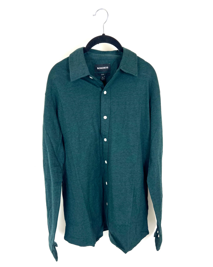 Dark Green Long Sleeve Button Down - Medium