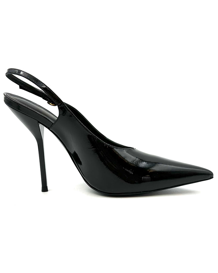 Black Patent Leather Slingback Heel - Size 6.5 - 10