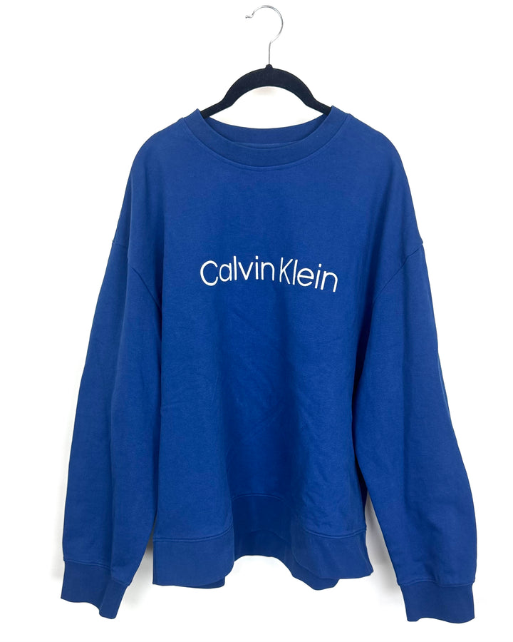 Blue And White Logo Crew Neck Sweatshirt - Size 8/10
