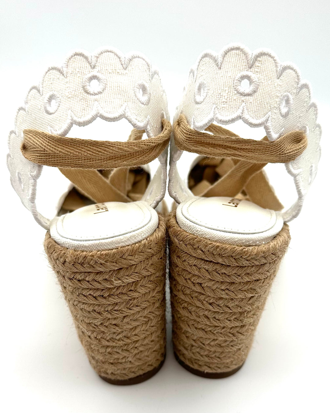 Ivory and Raffia Wedge Heel Espadrilles - Size 5