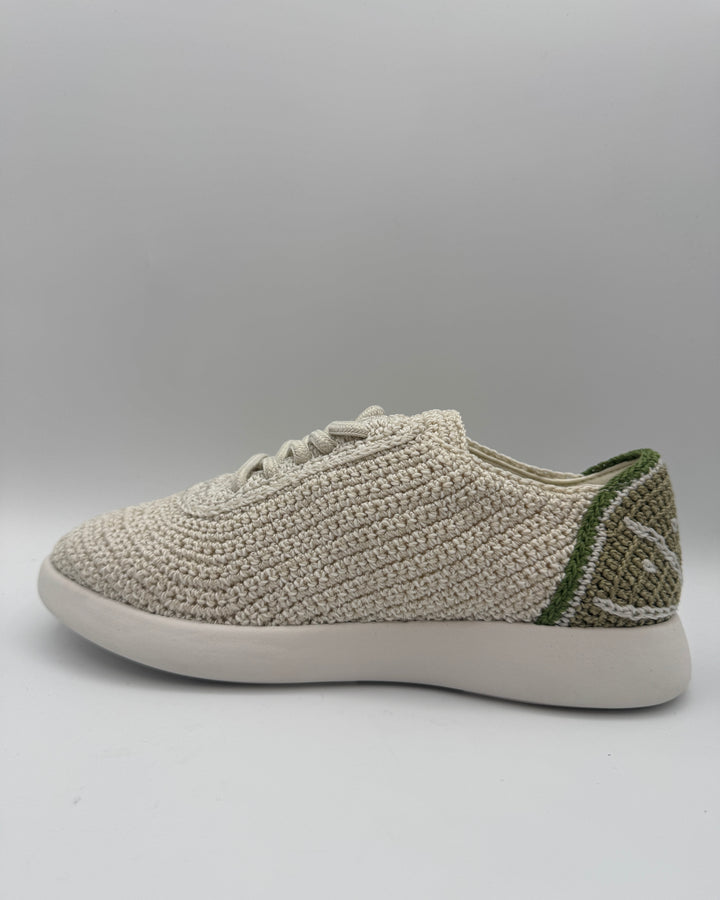 White Crochet Sneakers With Fruit Detail - Size 6