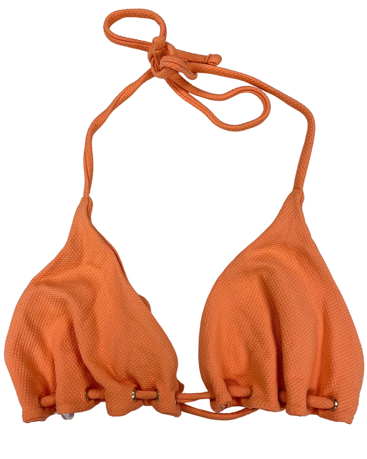 Creamsicle Orange Textured String Bikini Top - Small