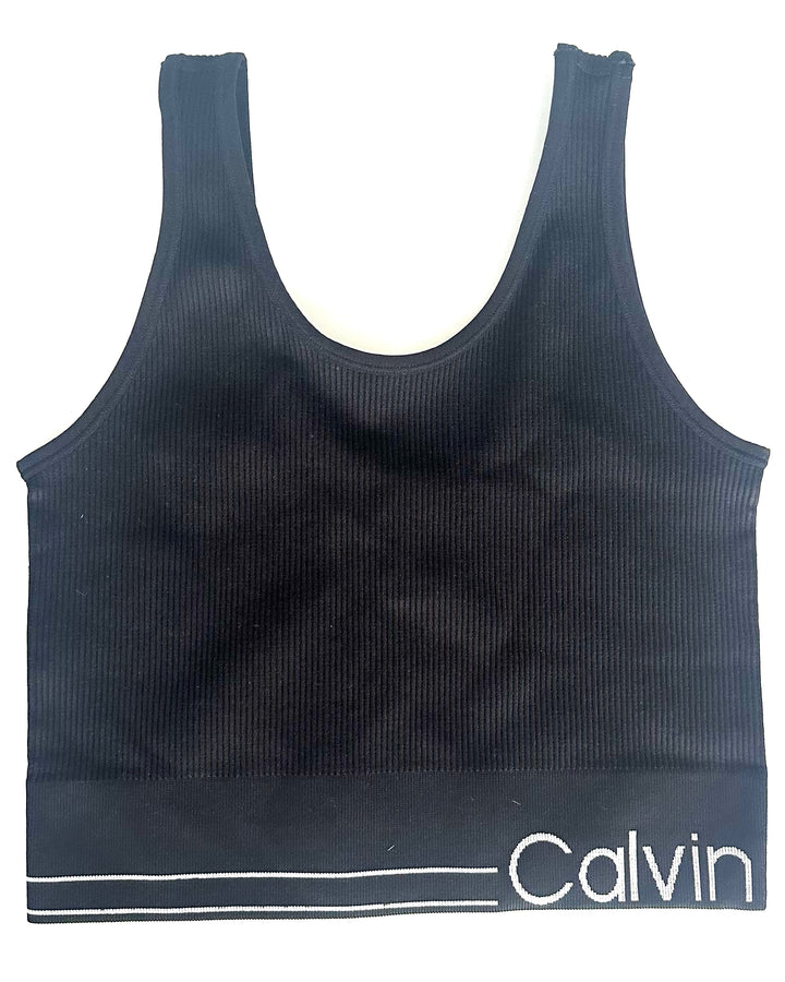 Black Ribbed Athletic Bralette - Small