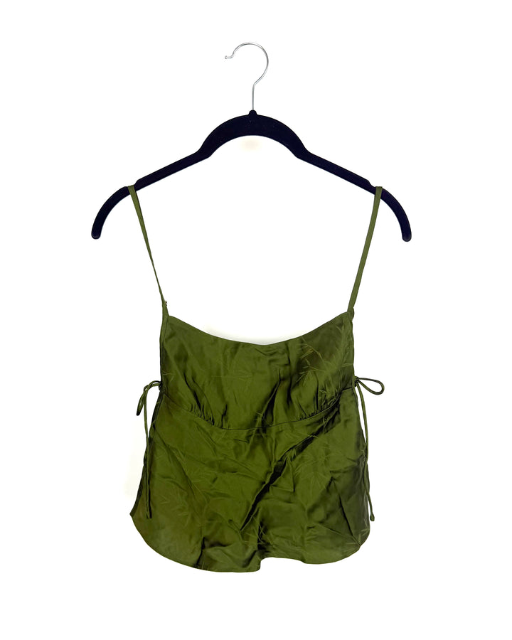 Olive Green Side Tie Top - Size 0/2 and 2/4