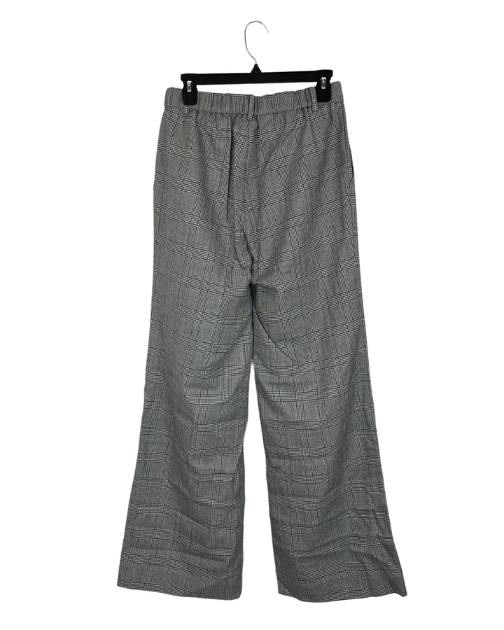 Gray Plaid Wide Leg Dress Pants - Medium
