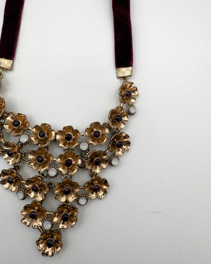 Wine Red Floral Necklace