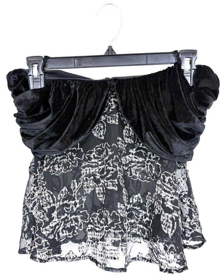 Black Velvet and Sheer Top - Size 2/4
