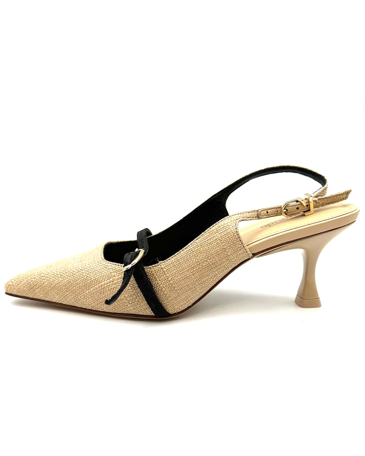 Brown Raffia Kitten Heel - Size 6.5