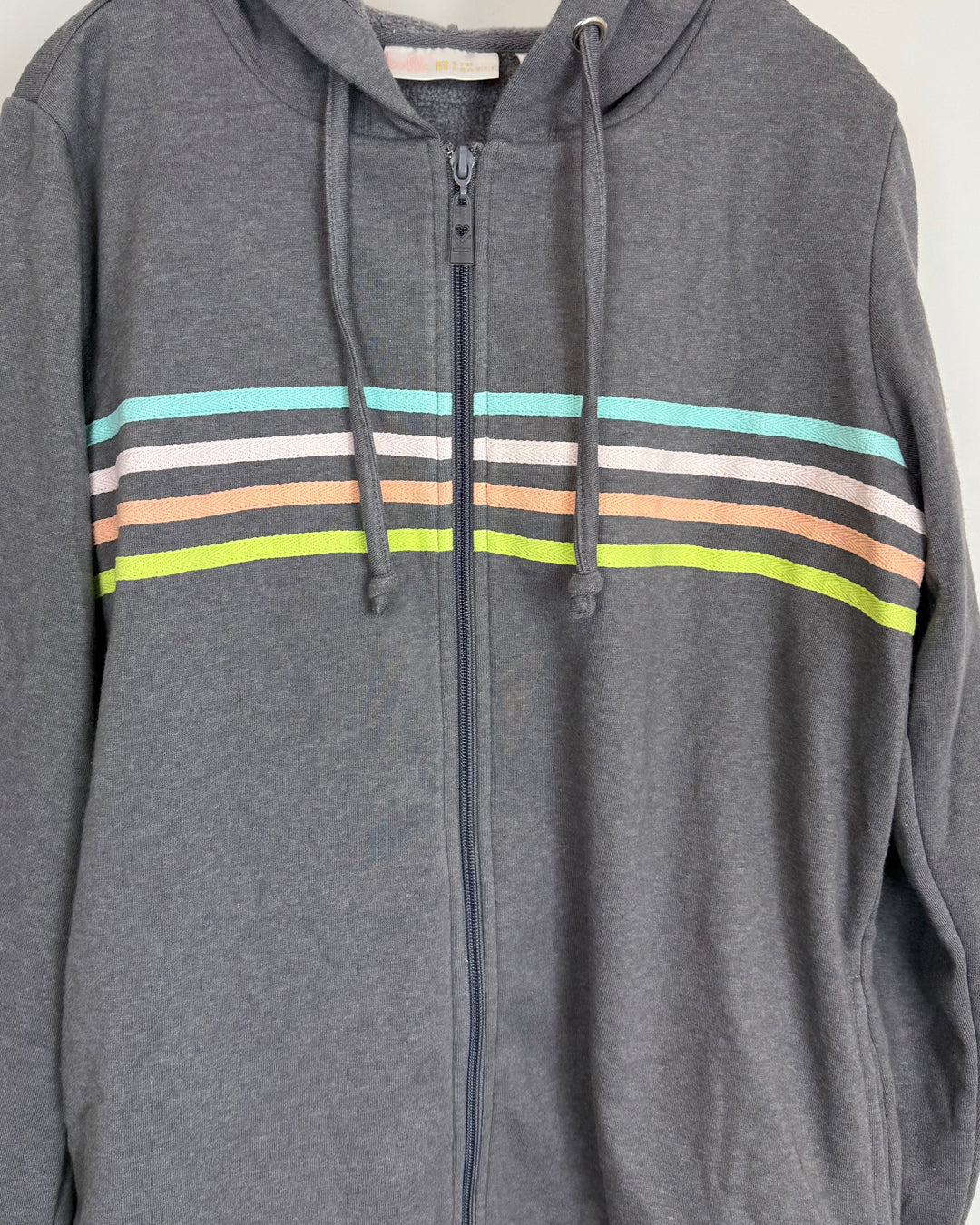Gray Striped Zip Up Jacket - Size 6/8