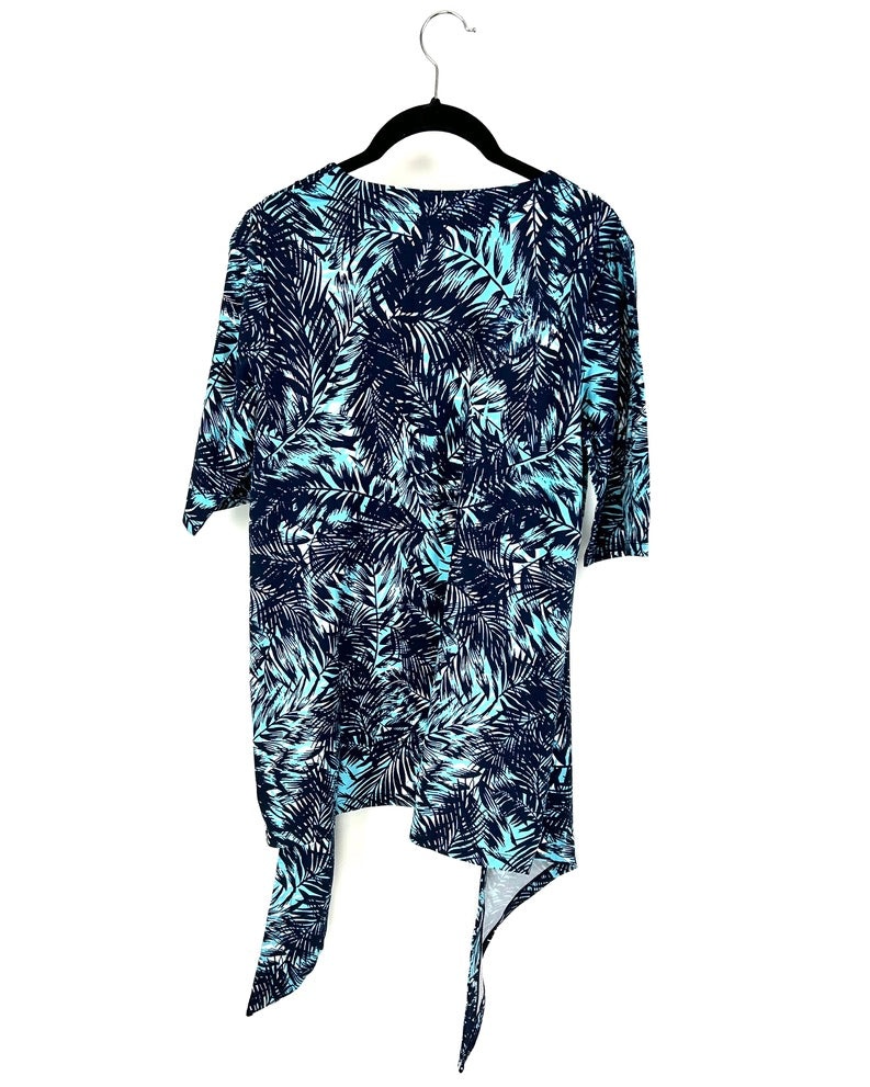Blue Palm Tree Print Cardigan - Size 6/8