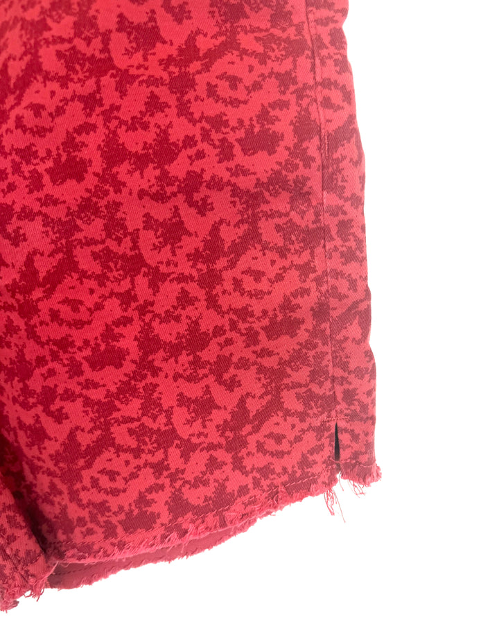 Dusty Red Abstract Denim Shorts - Size 4/6
