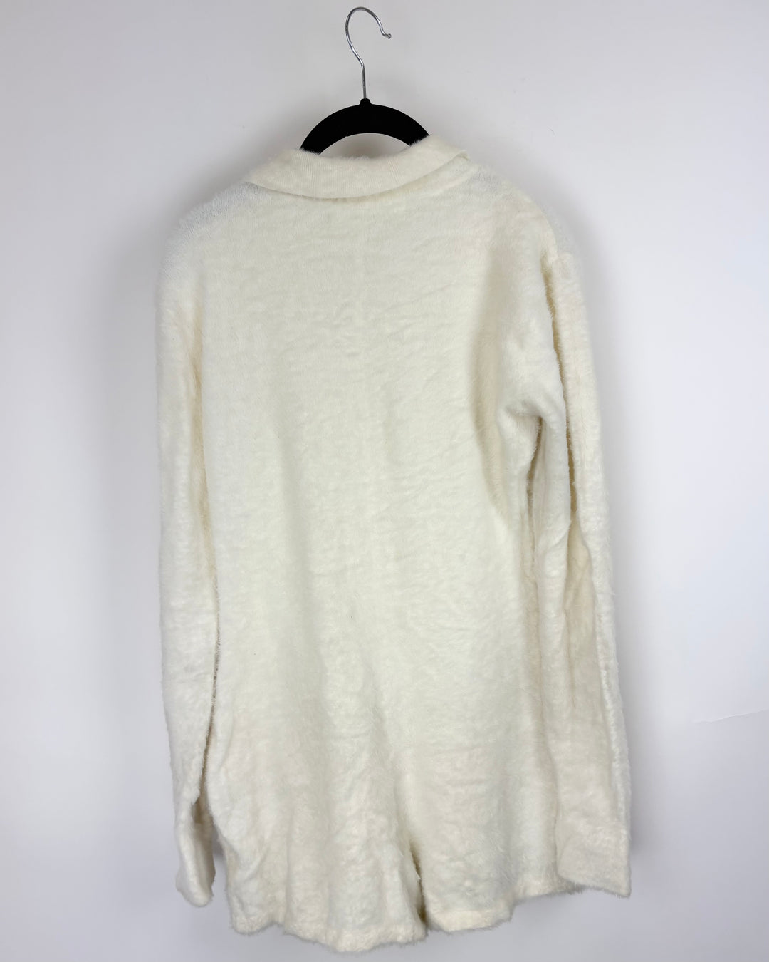 Amanda Uprichard Cream Brushed Faux Fur Romper - Small