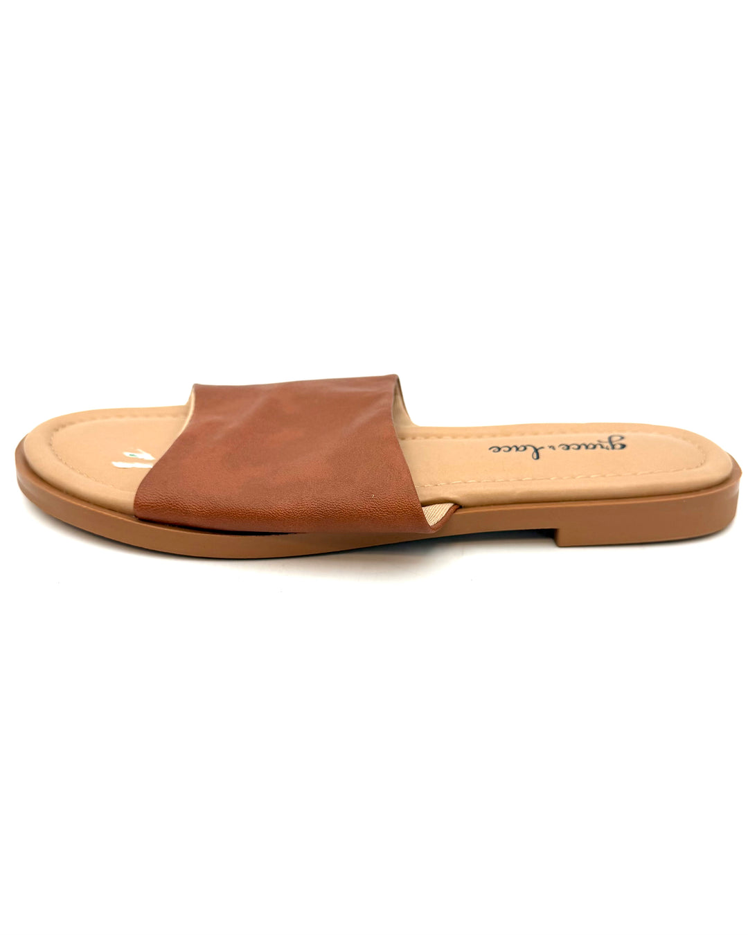 Brown Faux Leather Sandals - Size 6