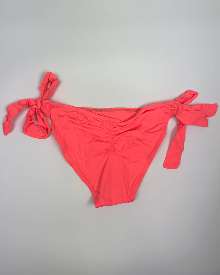 Neon Coral & Gold Ring Bikini Bottom- Small