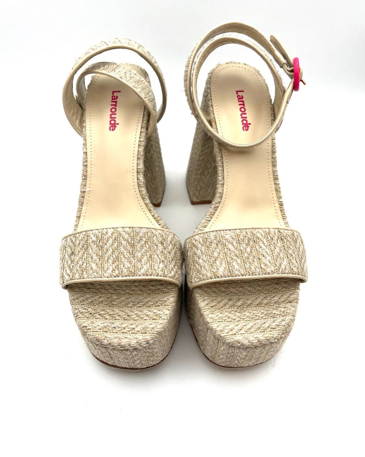 Beige Woven Platform Sandal - Size 7.5
