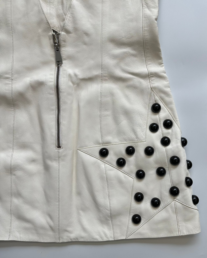 Warm White Leather Star Dress - Size 4 and 6