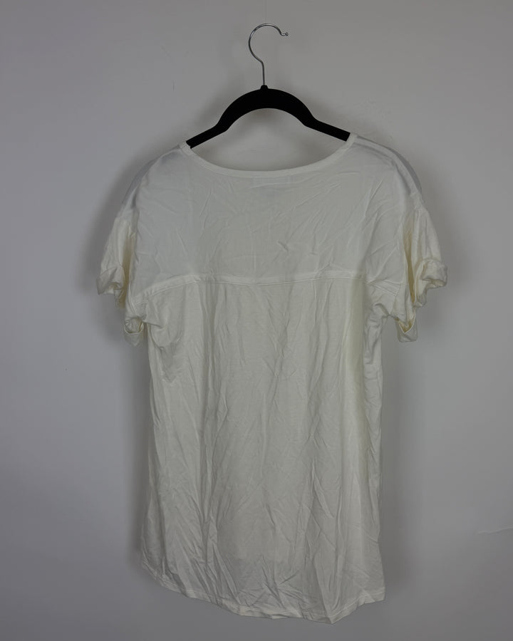 White T-Shirt With Detailing - Size 2/4
