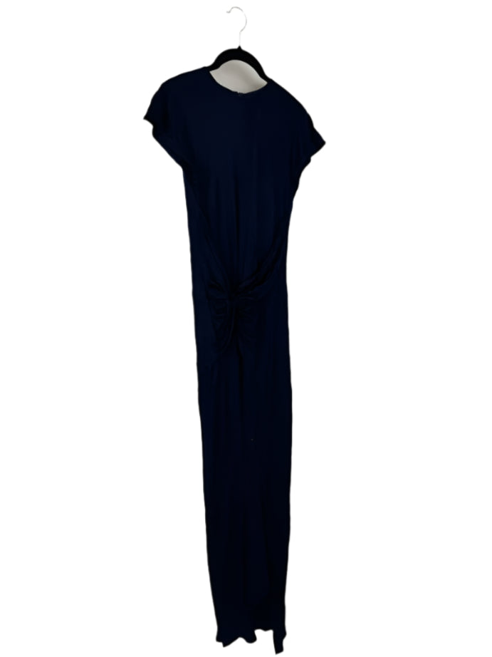 Navy Blue Cap Sleeve Evening Dress - Size 4