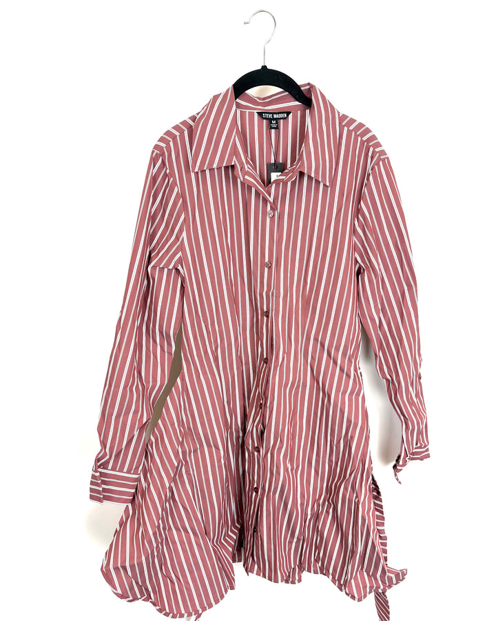 Dusty Brick Wrap Shirt Dress - Size 6/8