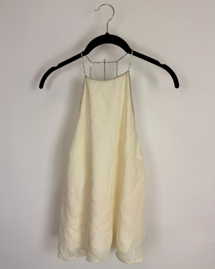 Cream Halter Top with Gem Detailing - Small/Medium/Large